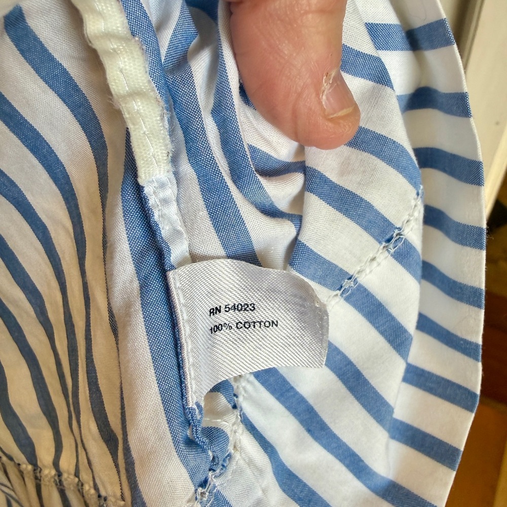 GAP Blue and White Striped Pop Over Blouse - Picture 6 of 7